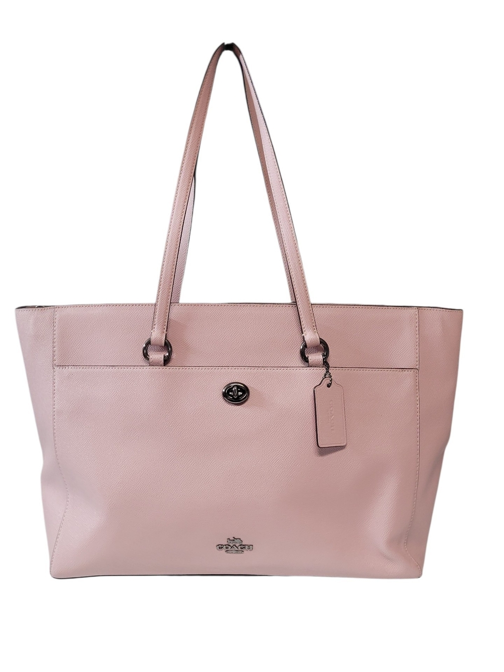 Coach Blush Pink Leather Turnlock Tote